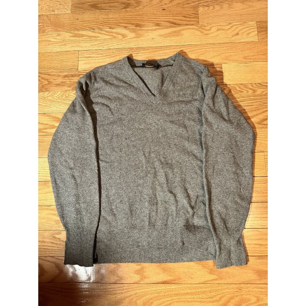 VTG Pendleton V Neck Cashmere Sweater Men's Large Charcoal Grey Distressed READ